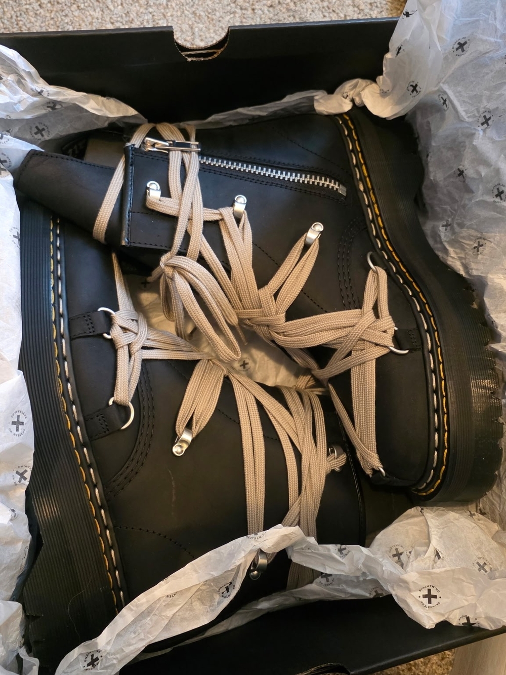 RICK OWENS+DR MARTENS 1460 MEGALACE QUAD RO - Picture 7 of 11